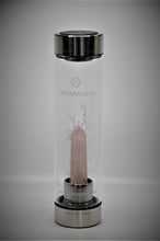 Load image into Gallery viewer, Rose Quartz Energy Glass Water Bottle 18.5 Oz