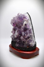 Load image into Gallery viewer, Amethyst Crystal Stone (with polished wooden base)