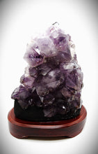 Load image into Gallery viewer, Amethyst Crystal Stone (with polished wooden base)