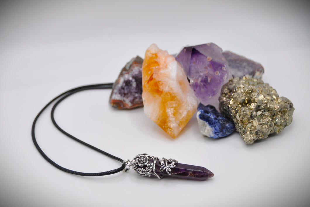 Amethyst Necklace Crystals with roses