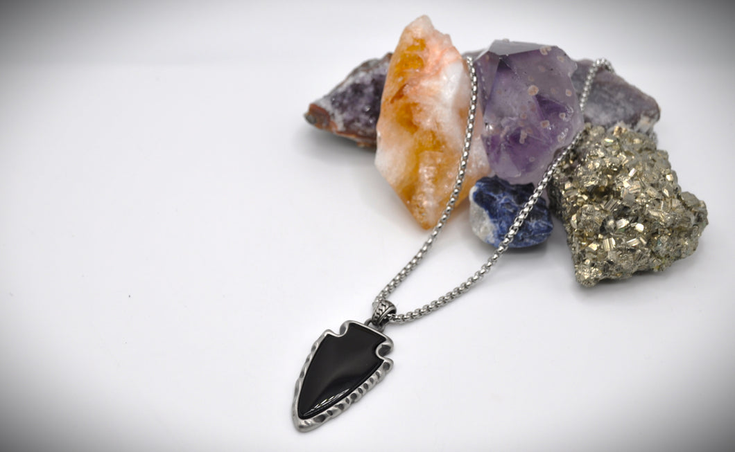 Arrowhead Black Obsidian Necklace Crystals