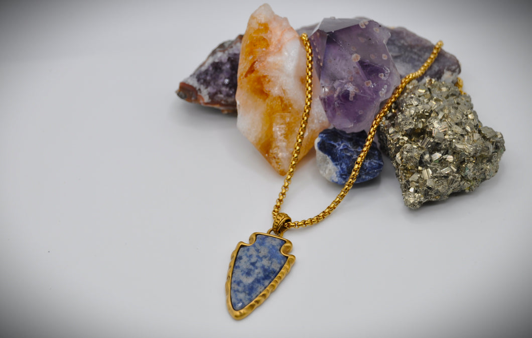 Arrowhead Sodalite Gold Necklace Crystals