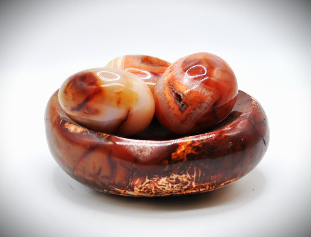 Carnelian Crystal Bowl with Stones