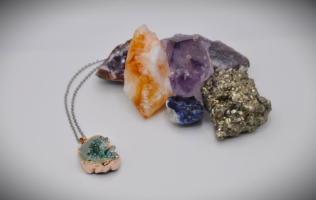 Green Aventurine Drusy Crystal Stone Necklace