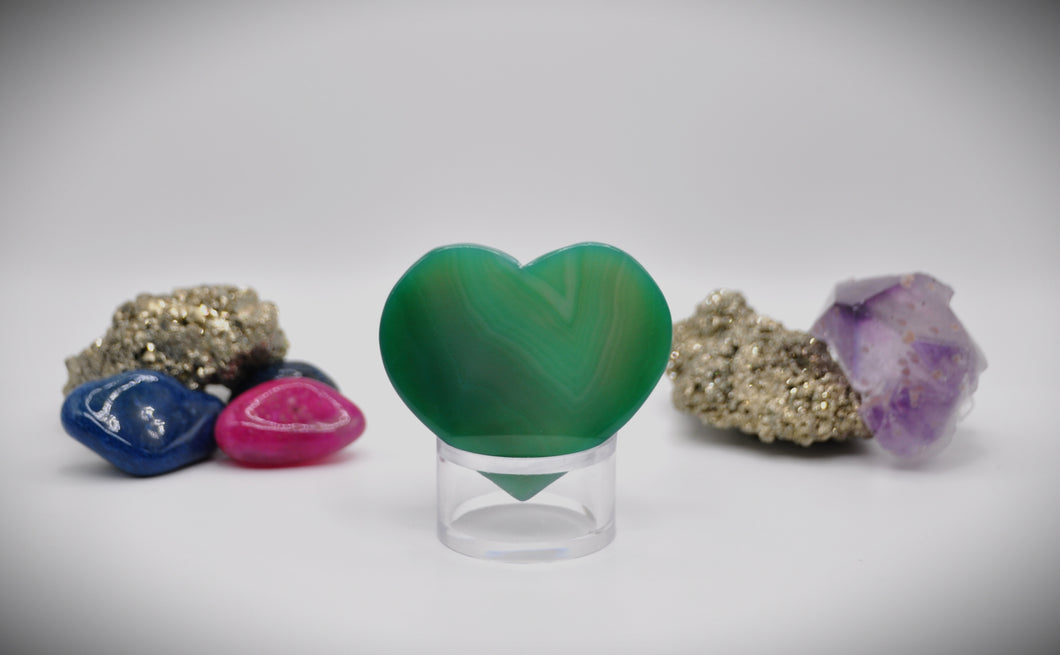 Heart Green Agate Crystal Flat Stone