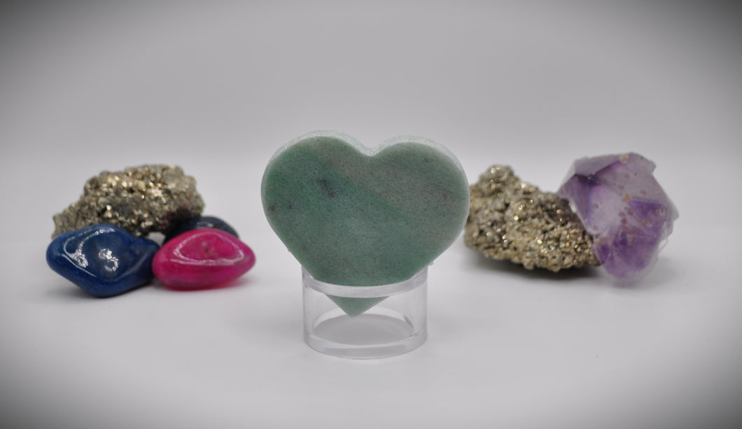 Heart Green Aventurine Agate Crystal Flat Stone