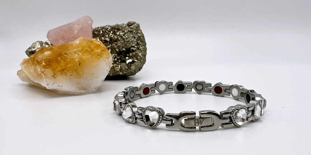 Crystal Heart Stone 1X Bracelets Silver HW