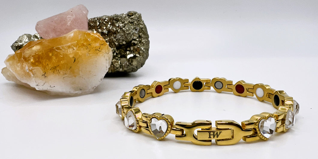 Crystal Heart Stone Bracelets 1X Gold HW