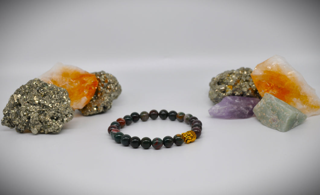Indian Agate with Buda Gold Beads