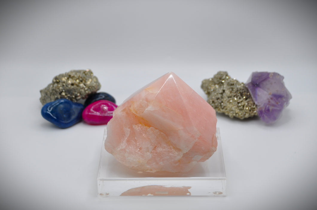 Rose Quartz Crystal Point with Acrylic Base